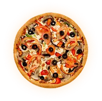 Margherita pizza with tomato sauce, fresh mozzarella, cherry tomatoes and basil